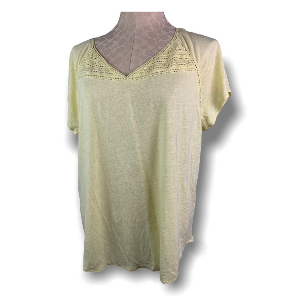 Large NYDJ Not Your Daughters Jeans Yellow Womens Tshirt New